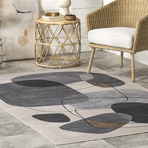 nuLOOM Rylee Abstract Machine Washable Indoor/Outdoor Area Rug, 8' x 10', Gray