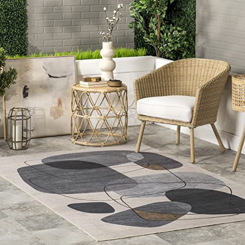 nuLOOM Rylee Abstract Machine Washable Indoor/Outdoor Area Rug, 8' x 10', Gray