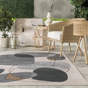 nuLOOM Rylee Abstract Machine Washable Indoor/Outdoor Area Rug, 8' x 10', Gray