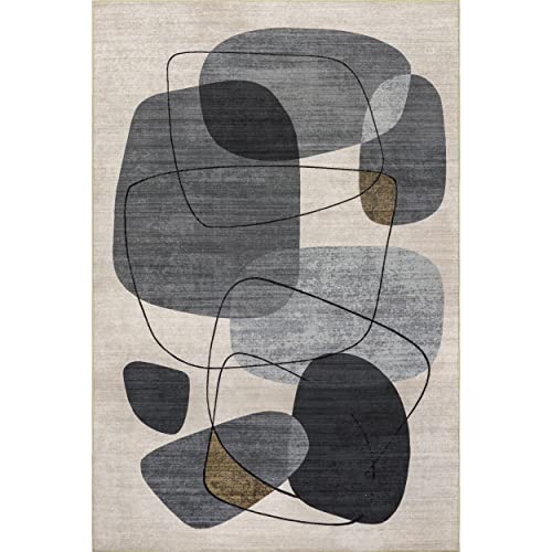 nuLOOM Rylee Abstract Machine Washable Indoor/Outdoor Area Rug, 8' x 10', Gray