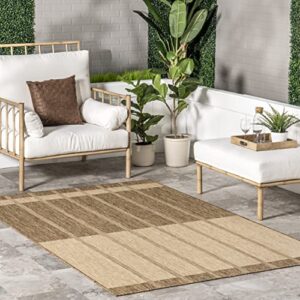 nuloom maria contemporary striped indoor/outdoor area rug, 8' x 10', beige