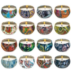 16 scented candles gift,natural soy wax aromatherapy candles,small portable tin candles set for mom,women,teachers, colleagues and friends,2.5 oz