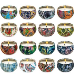 16 Scented Candles Gift,Natural Soy Wax Aromatherapy Candles,Small Portable Tin Candles Set for Mom,Women,Teachers, Colleagues and Friends,2.5 OZ