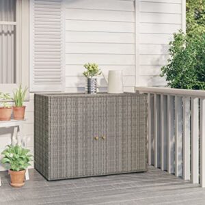 charmma outdoor storage cabinet poly rattan garden storage shed with 2 doors and large storage compartment weather resistant outdoor storage cabinet for garden,patio,balcony gray 39.4"x21.9"x31.5"