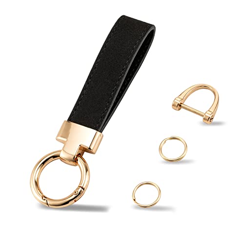 Universal Soft Faux Velvet Leather Car Keychain, Universal Key Fob Holder with Anti-Lost D-Ring, 2 Keyrings and 1 Screwdriver