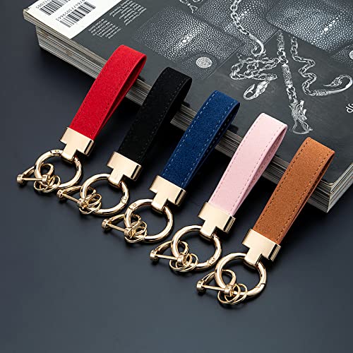 Universal Soft Faux Velvet Leather Car Keychain, Universal Key Fob Holder with Anti-Lost D-Ring, 2 Keyrings and 1 Screwdriver