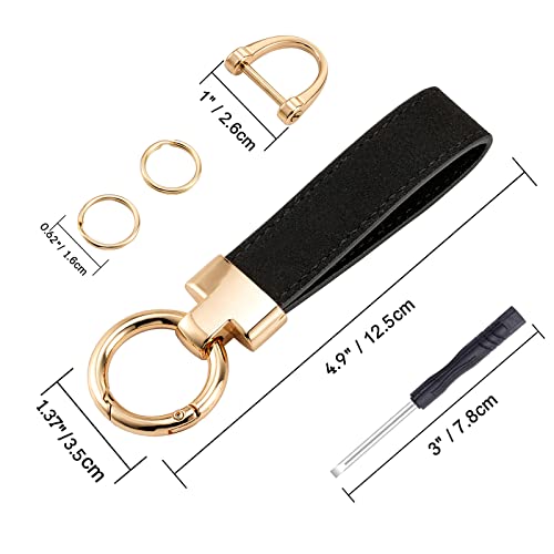 Universal Soft Faux Velvet Leather Car Keychain, Universal Key Fob Holder with Anti-Lost D-Ring, 2 Keyrings and 1 Screwdriver