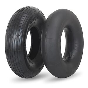 gicool 4.00-6 replacement tire and inner tube set, 13" heavy duty tire and wheel, tr-13 straight valve stem, for wheelbarrow trolley dolly garden wagon wheel replacement, 1 pack