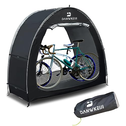 Bike Tent Outdoor Storage Shed 210D Silver Coated Oxford Cloth Material Bike Storage Garage Bicycle Covers Outdoor Storage Waterproof PU4000 2 Bikes (Black)