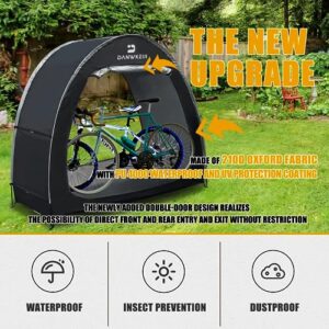 Bike Tent Outdoor Storage Shed 210D Silver Coated Oxford Cloth Material Bike Storage Garage Bicycle Covers Outdoor Storage Waterproof PU4000 2 Bikes (Black)