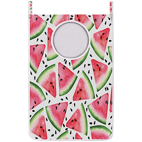 Red Pink Watermelon Hanging Laundry Hamper large Wall Mounted Laundry Basket with Stainless Steel Hooks Laundry Room Organization and Storage Saving Space Over the Door Laundry Bag