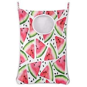 Red Pink Watermelon Hanging Laundry Hamper large Wall Mounted Laundry Basket with Stainless Steel Hooks Laundry Room Organization and Storage Saving Space Over the Door Laundry Bag