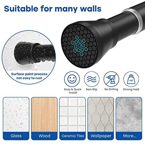 Black Tension Curtain Rod for Windows 28 to 48 Inch,Spring Shower Curtain Rods No Drilling Expandable Tension Rod Adjustable Curtain Rods Pressure Spring Curtain Rod for Bathroom,Kitchen