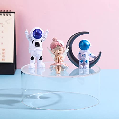 Dandat 2 Pcs Acrylic Cake Stand 3" H x 10" D, 3" H x 7" D Round Cylinder Display Riser Cake Pedestal Stand for Wedding Cupcake Dessert Jewelry Crafts Figurines Table Centerpiece Collections (Clear)