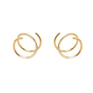 14k gold filled double hoop twist earrings for single piercing. tiny spiral huggie hoop illusion earrings for women. double hoop nose or helix ring.