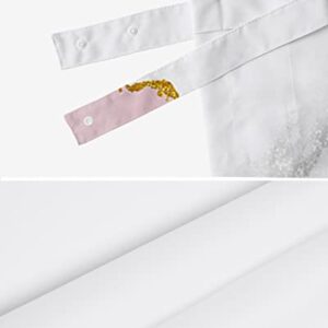 Natural White and Pink Wild Marble Tie Up Valance Curtain for Kitchen-Small Window Shade Valances Adjustable Rod Pocket Windows Treatment for Bedroom Bathroom Gold Line Stone Texture,1 Panel 60x18in