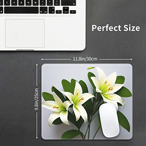 Lily Flowers Mouse Pads for Laptop and PC, 12"x10" Mouse Pad for Office and Cute Gaming Pads.