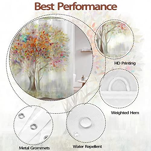 Kanuyee Colorful Tree Shower Curtain Shower Fabric Shower Curtain Flowers Shower Curtain (Colorful, 72x72inches)