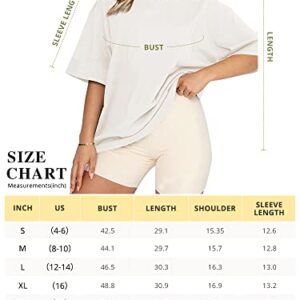 Odsufo Oversized Tshirts Shirts for Women,Half Sleeve Casual Summer Tops Crewneck Tunic Tees White XL