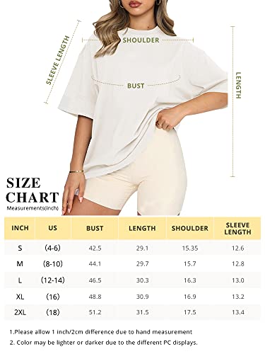 Odsufo Oversized Tshirts Shirts for Women,Half Sleeve Casual Summer Tops Crewneck Tunic Tees White XL