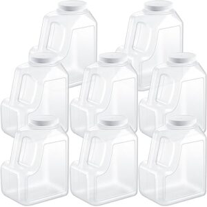 gejoy 8 pcs 1.2 gallon clear plastic gallon jar with handle and airtight lid water jug square empty storage containers wide mouth gallon jugs for home restaurant residential commercial use
