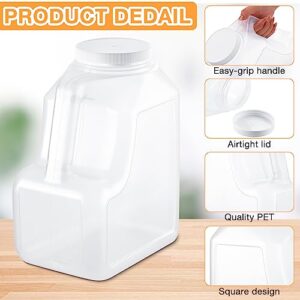 Gejoy 8 Pcs 1.2 Gallon Clear Plastic Gallon Jar with Handle and Airtight Lid Water Jug Square Empty Storage Containers Wide Mouth Gallon Jugs for Home Restaurant Residential Commercial Use