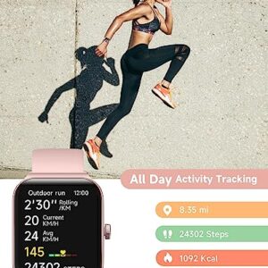 TOOBUR Smart Watch for Women Alexa Built-in, 1.95" Fitness Tracker with Answer/Make Calls, IP68 Waterproof/Heart Rate/Blood Oxygen/Sleep Tracker/100 Sport Modes, Fitness Watch Compatible Android iOS