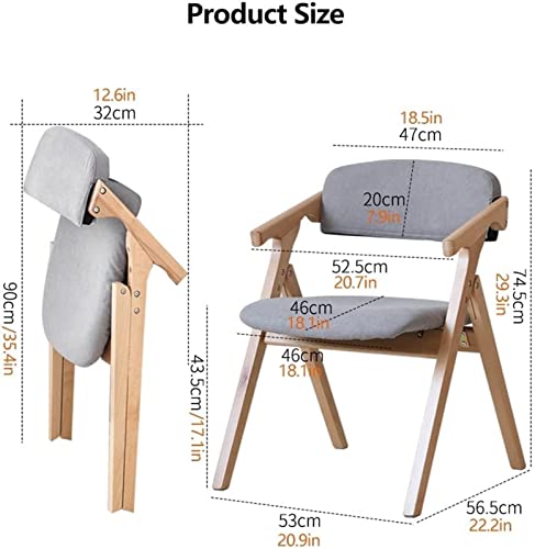 TIST Solid Wood Dining Chair Household Foldable Chair Foldable Portable Backrest Office Chair Stool Dining Chair (Color : B, Size : 29.3)