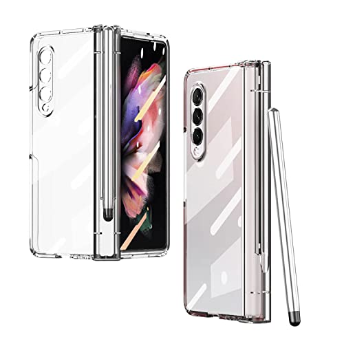 EAXER for Samsung Galaxy Z Fold 3 5G Case, Shockproof Luxury Plating Clear Full Protective Case Cover with A Pen (Clear)