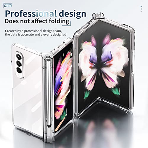 EAXER for Samsung Galaxy Z Fold 3 5G Case, Shockproof Luxury Plating Clear Full Protective Case Cover with A Pen (Clear)