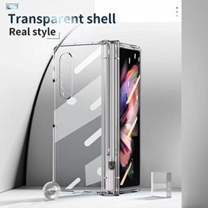 EAXER for Samsung Galaxy Z Fold 3 5G Case, Shockproof Luxury Plating Clear Full Protective Case Cover with A Pen (Clear)