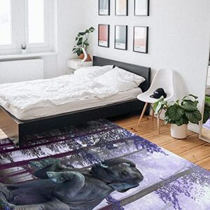 Rectangle Area Rug Thanksgiving Elephant Sitting in The Forest Purple Carpet 2x3 Feet Washable Rugs Non-Slip Absorbent Runner Rug Floor Mat for Living Room Bedroom Office Dining Room Home Decoration