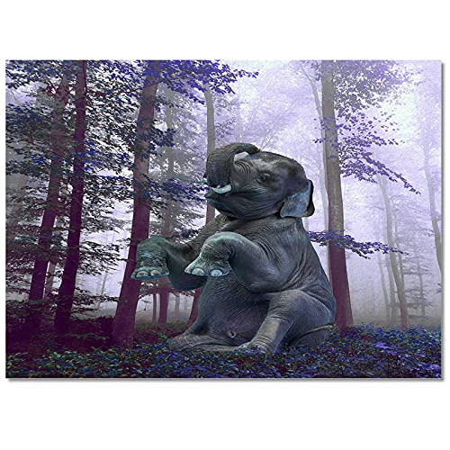 Rectangle Area Rug Thanksgiving Elephant Sitting in The Forest Purple Carpet 2x3 Feet Washable Rugs Non-Slip Absorbent Runner Rug Floor Mat for Living Room Bedroom Office Dining Room Home Decoration