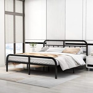 alazyhome king bed frame heavy duty metal platform with headboard and footboard sturdy steel support no box spring needed easy assembly black