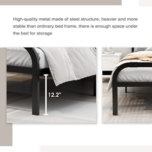 alazyhome King Bed Frame Heavy Duty Metal Platform with Headboard and Footboard Sturdy Steel Support No Box Spring Needed Easy Assembly Black