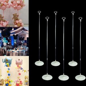 6 set balloon column kits, 43inch tall height adjustable reusable clear balloon column sticks stands with base for table/floor centerpiece holder for baby shower graduation party decorations
