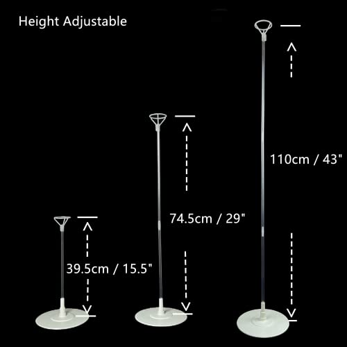 6 Set Balloon Column Kits, 43inch Tall Height Adjustable Reusable Clear Balloon Column Sticks Stands with Base for Table/Floor Centerpiece Holder for Baby Shower Graduation Party Decorations