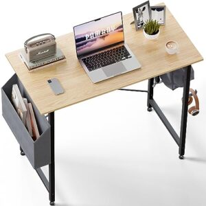 pamray 32 inch computer desk for small spaces with storage bag, home office work desk with headphone hook, small office desk study writing table