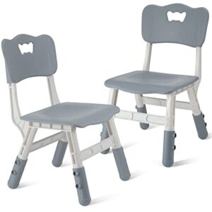 kigley 2 pack adjustable kid chairs plastic child seat set toddler chairs height kids chair for desk table kids study chair for boys girls home school classroom (grey)