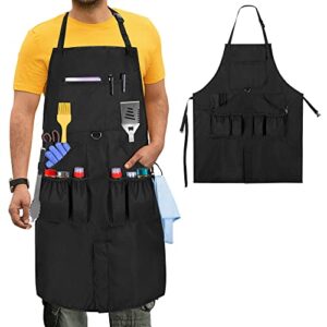 hodrant large bbq grilling apron, cooking apron for men with pockets & slit hem, kitchen apron with adjustable neck strap for men & women, work apron for chef, barber, painter, carpenter, apron only