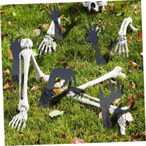 BESTOYARD 10 Pcs Halloween Plug Metal Trim Outdoor Stakes Metal Screen Creepy Hand Silhouette Halloween Decorations Halloween Black Hands Signs Halloween Inserted Adorns Yard Ghost Decors