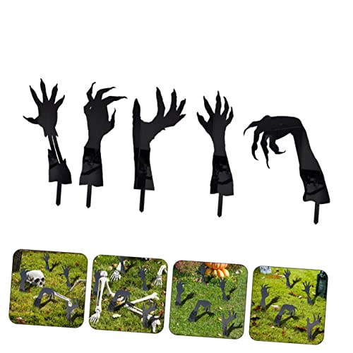 BESTOYARD 10 Pcs Halloween Plug Metal Trim Outdoor Stakes Metal Screen Creepy Hand Silhouette Halloween Decorations Halloween Black Hands Signs Halloween Inserted Adorns Yard Ghost Decors