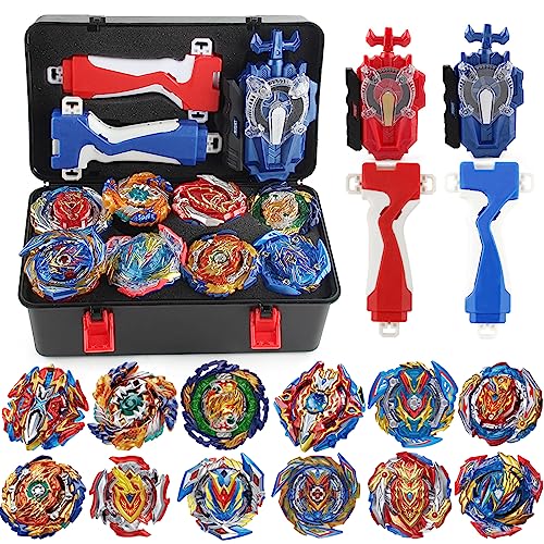 12 Piece bey Battling Burst Gyros Tops 2 Sparking Launcher with 1 Portable Storage Box Set Burst quadrive BayBlades pro Series Set for Kids Children.