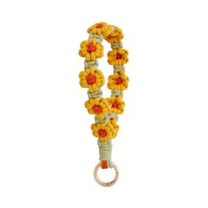 poagoep boho keychain handmade keychain wristlet key chain wrist lanyard for keys cute daisy keychain for women(5)