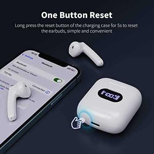 Wireless Earbuds, Bluetooth 5.3 Earbuds 36H Playtime with LED Power Display Charging Case Premium Sound Bluetooth Headphones Built-in Mic Crystal-Clear Calls Earphones for Workout/Home/Office