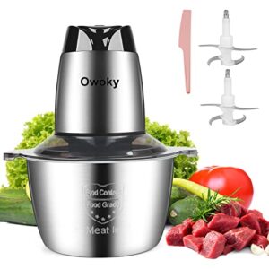 food processors electric, meat grinder 2l stainless steel meat blender food chopper for meat, onion, vegetables with 2pcs bi-level blades, 2 speed, 500w, 8 cup (meat grinder with single bowl)