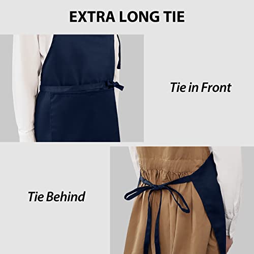 ROTANET Extra Large Apron for Men Adjustable Bib Apron with 2 pockets Cooking Apron for Women Chef Water & Oil Resistant Navy Blue