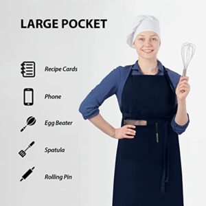 ROTANET Extra Large Apron for Men Adjustable Bib Apron with 2 pockets Cooking Apron for Women Chef Water & Oil Resistant Navy Blue