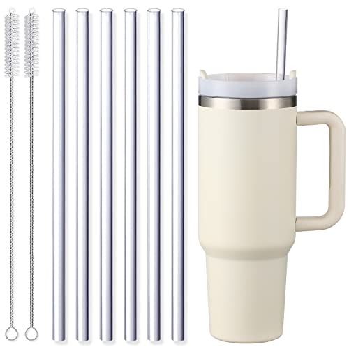 12 Pack, [DISHWASHER SAFE] Replacement Straws for Stanley 40 oz 30 oz 20 oz 14oz Cup Tumbler, High Clear Reusable Straws with 2 Cleaning Brushes, Food Grade Plastic, Compatible Accessories for Stanley