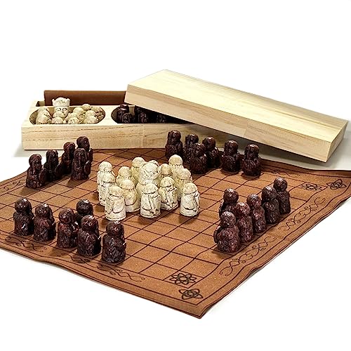 Viking Chess Board Game Tridimensional Chess Set Travel Games Intelligence Tabletop Game (Wooden Box)